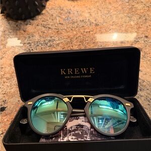 KREWE Black Frames with Gold Details and Blue Lenses